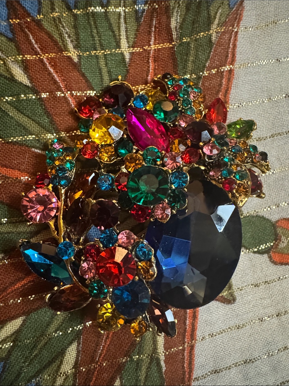 Multicolor Crystal Statement Brooch - Elegant Women’s Jewelry